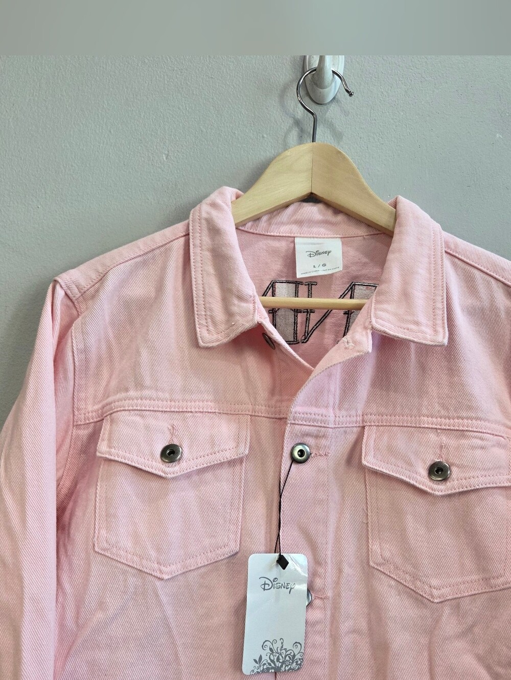 Disney Cakeworthy Pink Minnie Mouse Sailor Denim Jacket Adult Size Large - Picture 3 of 9